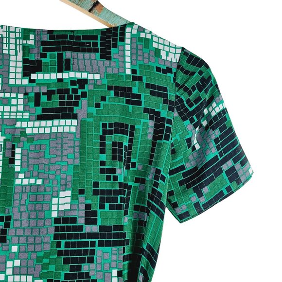 Margarita Saplala X Barneys New York Coop Silk Belted Geometric Print Dress, Sm - Picture 5 of 10